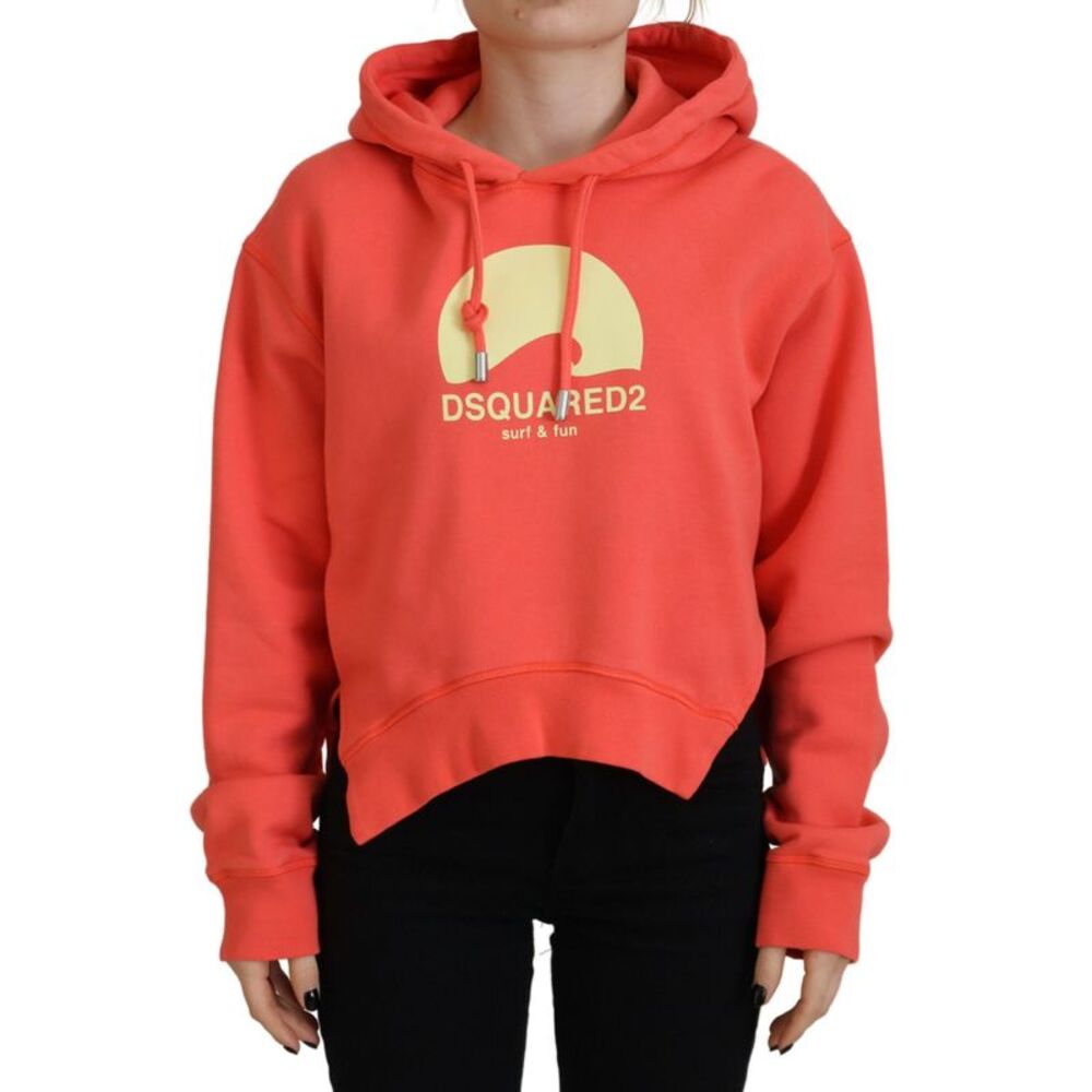 Dsquared² Pink Logo Print Cotton Hoodie Sweatshirt Women's Sweater